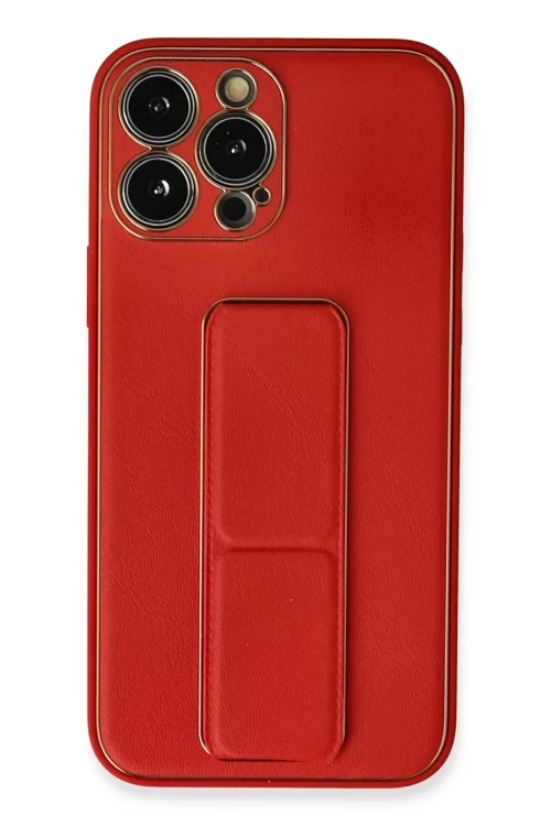 Newface İphone 13 Pro Kılıf Coco Deri Standlı Kapak - Kırmızı