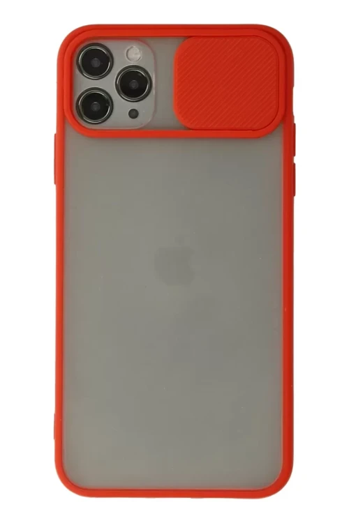 Newface İphone 11 Pro Kılıf Palm Buzlu Kamera Sürgülü Silikon - Kırmızı