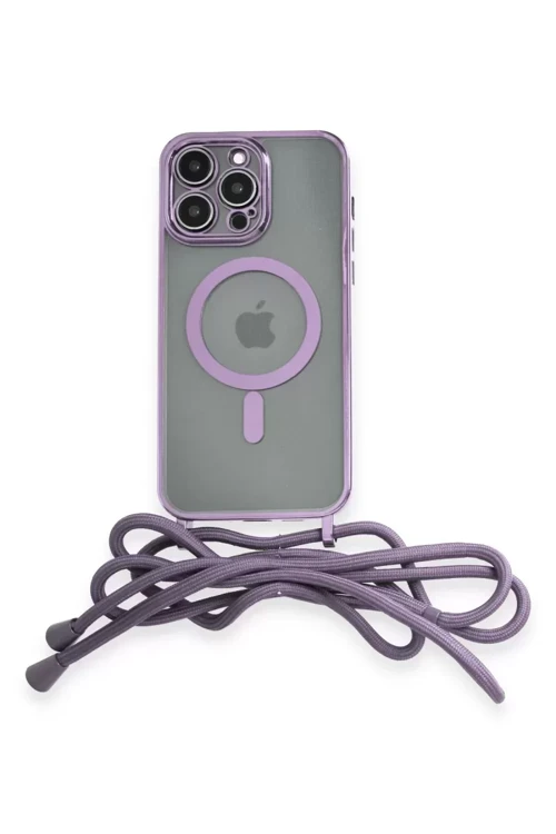 Newface İphone 13 Pro Max Kılıf Divo Lazer Askılı Magsafe Kapak - Lila