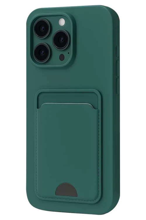 Newface İphone 16 Plus Kılıf Kelvin Kartvizitli Silikon - Koyu Yeşil