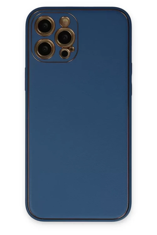 Newface İphone 12 Pro Kılıf Coco Deri Silikon Kapak - Açık Mavi