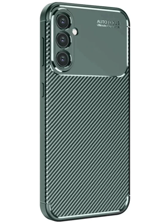 Newface Samsung Galaxy S25 Kılıf Auto Focus Karbon Kapak - Koyu Yeşil