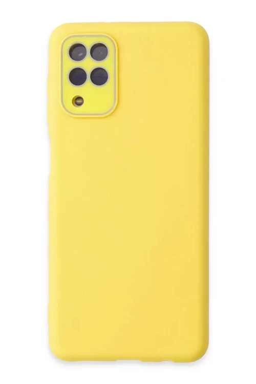 Newface Samsung Galaxy A22 Kılıf Lansman Glass Kapak - Sarı