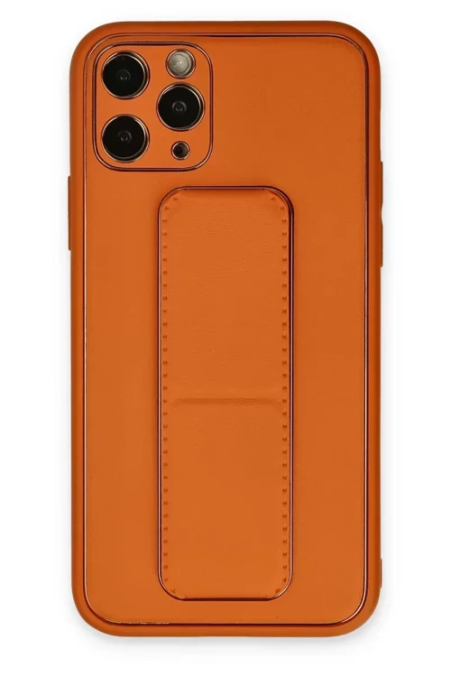 Newface İphone 11 Pro Kılıf Coco Deri Standlı Kapak - Turuncu