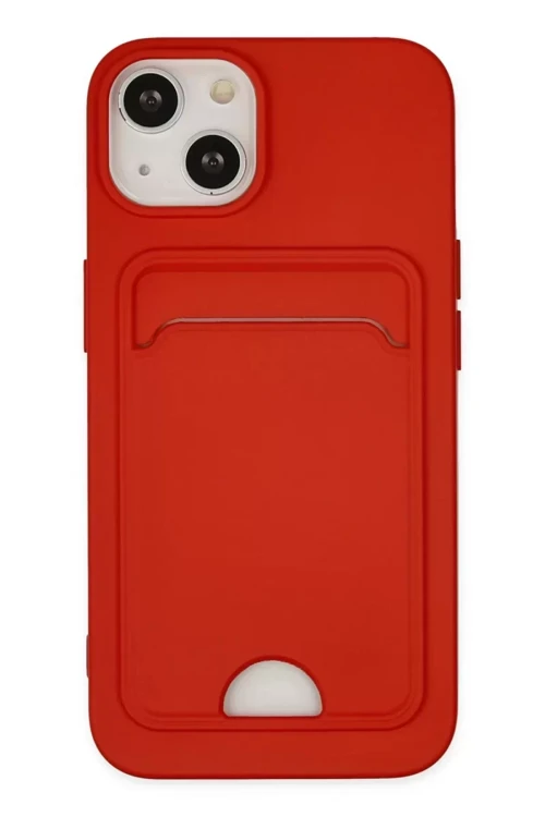 Newface İphone 14 Plus Kılıf Kelvin Kartvizitli Silikon - Kırmızı