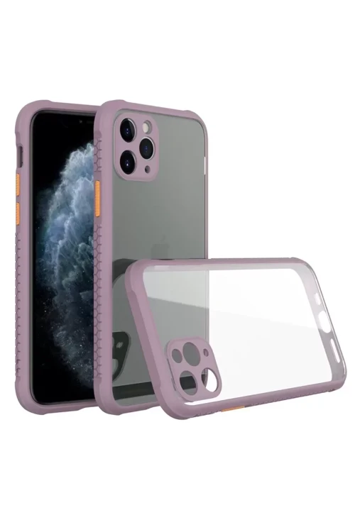 Newface İphone 11 Pro Max Kılıf Miami Şeffaf Silikon - Açık Mor
