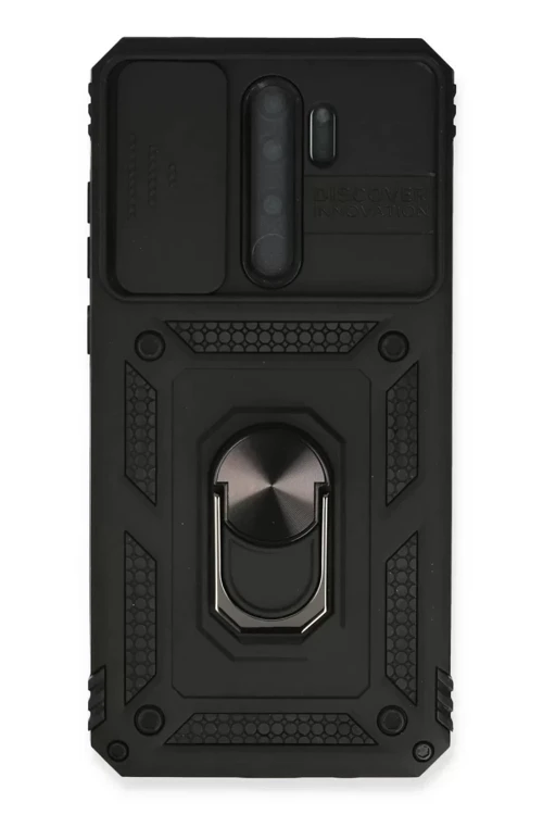Newface Xiaomi Redmi Note 8 Pro Kılıf Pars Lens Yüzüklü Silikon - Siyah