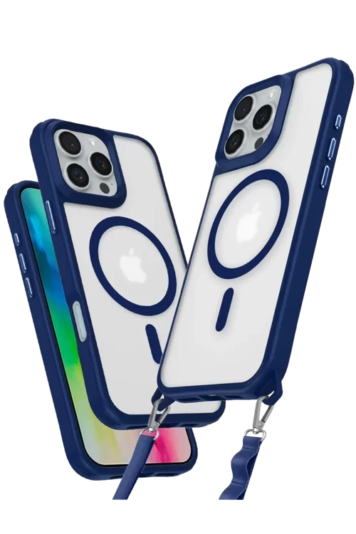 Newface İphone 16 Pro Max Kılıf Enka Magsafe Silikon Kılıf - Lacivert