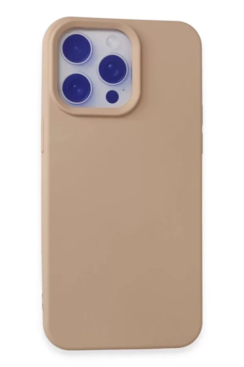 Newface İphone 15 Pro Max Kılıf Nano İçi Kadife Silikon - Pudra