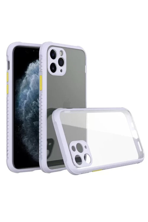 Newface İphone 11 Pro Max Kılıf Miami Şeffaf Silikon - Lila