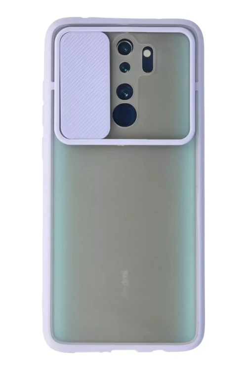Newface Xiaomi Redmi Note 8 Pro Kılıf Palm Buzlu Kamera Sürgülü Silikon - Lila