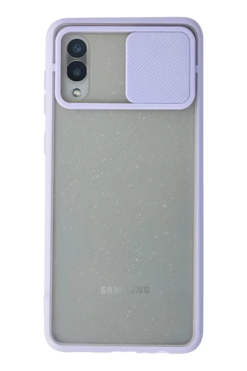 Newface Samsung Galaxy A02 Kılıf Palm Buzlu Kamera Sürgülü Silikon - Lila