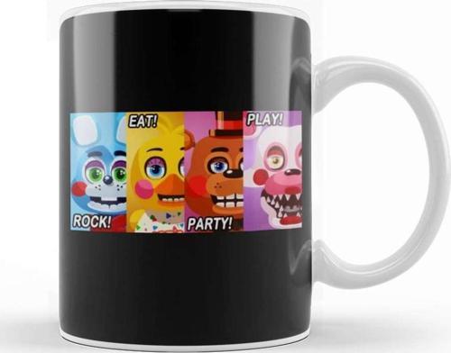 Fnaf Banner Rock Eat Party Play Banner Kupa Bardak Porselen