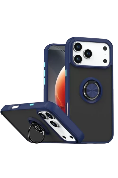 Newface Apple İphone 17 Pro Montreal Yüzüklü Silikon Kapak - Lacivert