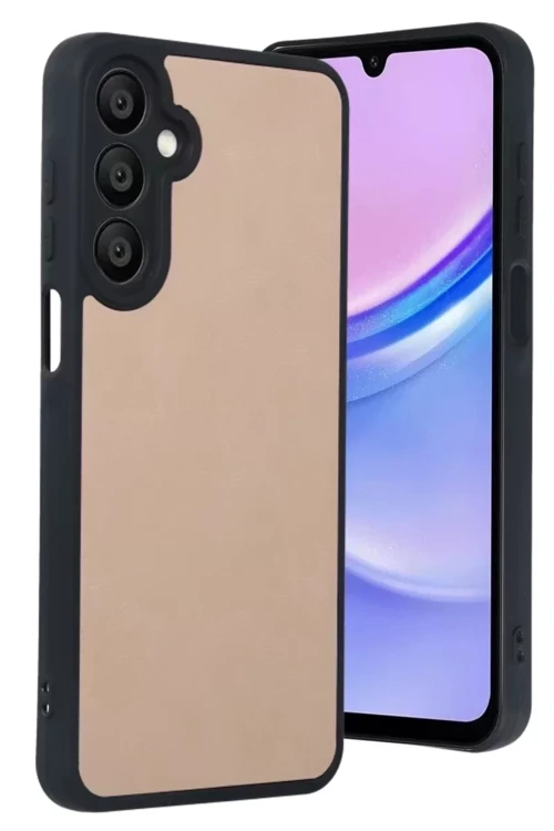 Newface Samsung Galaxy A56 Kılıf Aras Deri Kapak - Pudra