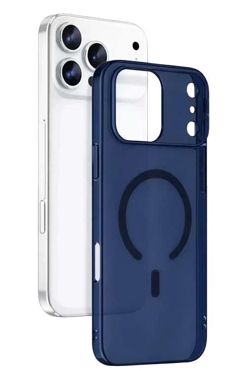 Newface Apple İphone 17 Pro Combo Sert Şeffaf Magsafe Kapak - Mavi
