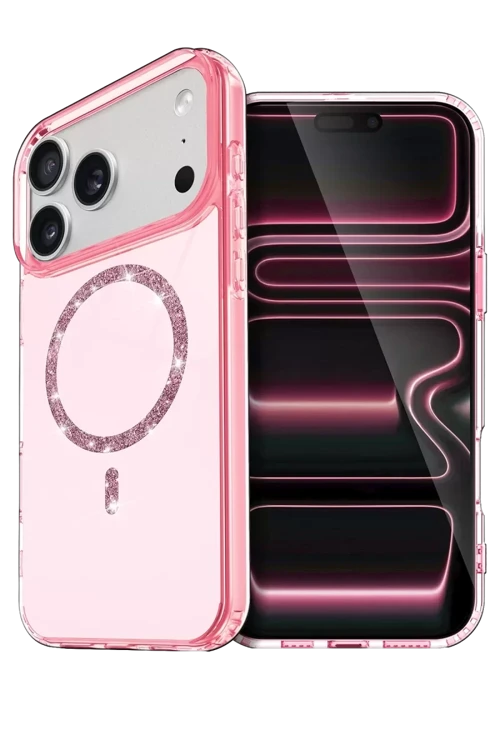 Newface Apple İphone 17 Pro Max Live Diamond Magsafe Kapak - Pembe