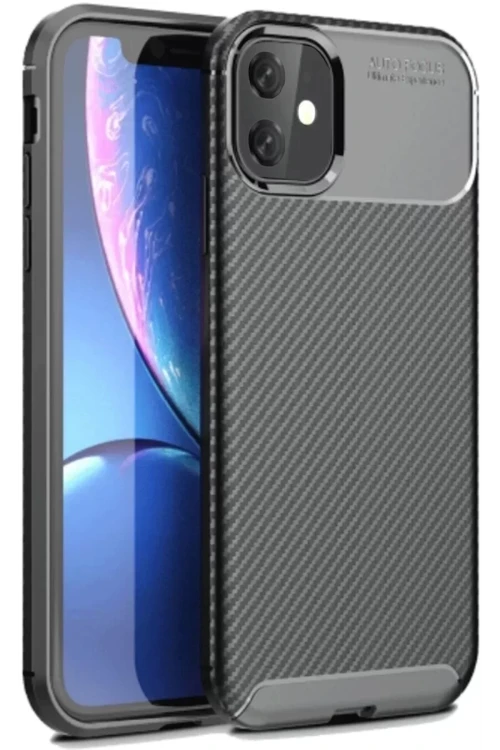 Newface İphone 11 Kılıf Auto Focus Karbon Kapak - Siyah
