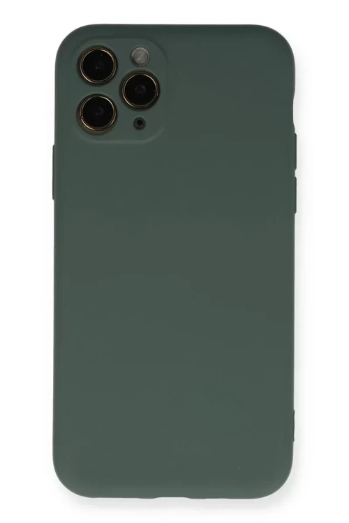 Newface İphone 11 Pro Kılıf Nano İçi Kadife Silikon - Koyu Yeşil
