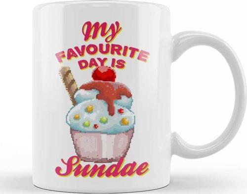 My Favourite Day Is Sundae Ice Cream Pixel Art Kupa Bardak Porselen