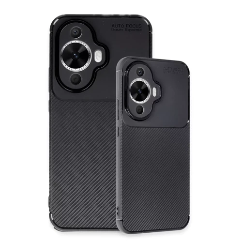 Huawei Nova 12S Kılıf Auto Focus Karbon Kapak - Siyah