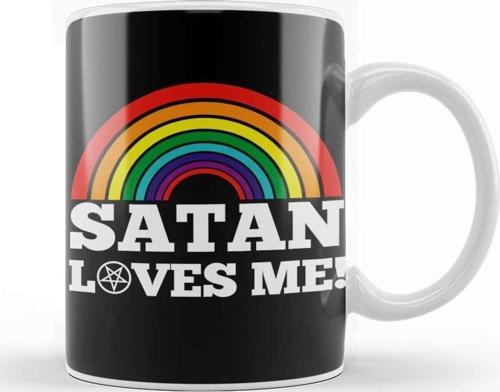 Funny Satanic Satan Loves Me Lucifer Gift Idea Kupa Bardak Porselen