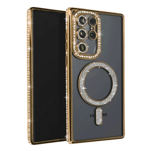 Samsung Galaxy S23 Ultra Joke Simli Magneticsafe Kılıf - Gold