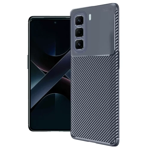 İnfinix Hot 50 4G Kılıf Auto Focus Karbon Kapak - Lacivert