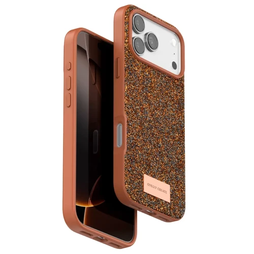 Onegif İphone 17 Pro Max Bright Simli Kapak - Turuncu