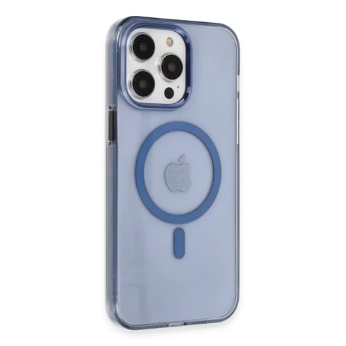 İphone 14 Pro Max Kılıf Tron Şeffaf Magsafe Kapak - Mavi