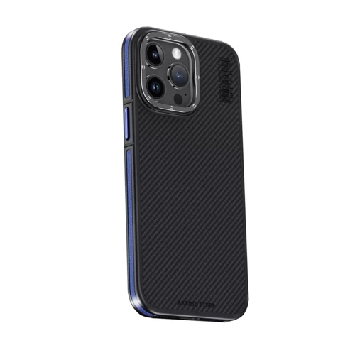 Joko İphone 15 Pro Kılıf Aramid 600D Kevlar Karbon Fiber Magsafe Kapak - Lacivert