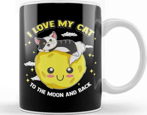I Love My Cat To The Moon And Back Cute Kitten Kupa Bardak Porselen