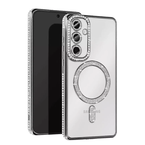 Samsung Galaxy A35 5G Joke Simli Magneticsafe Kılıf - Gümüş