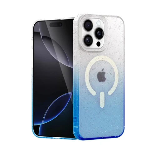 İphone 15 Pro Max Pummel Shiny Magsafe Kapak - Mavi