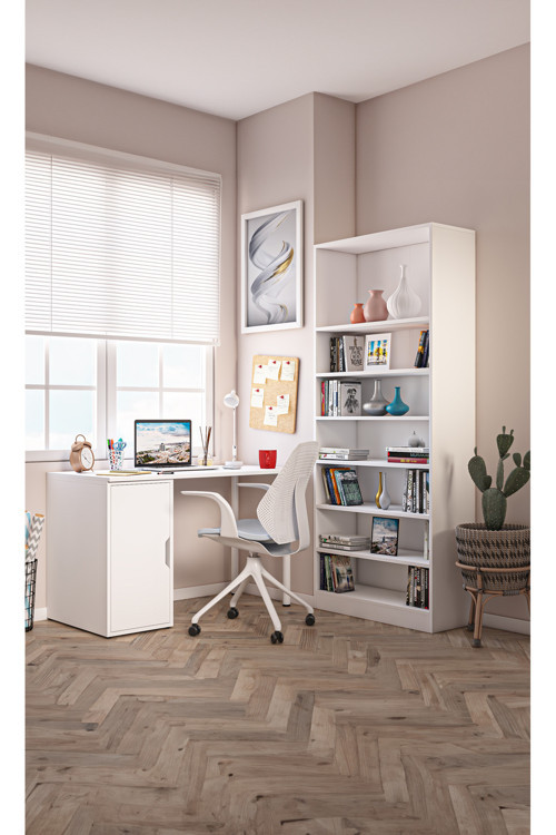 Clm110-Beyaz Kapaklı Kesonlu Çalışma Masası