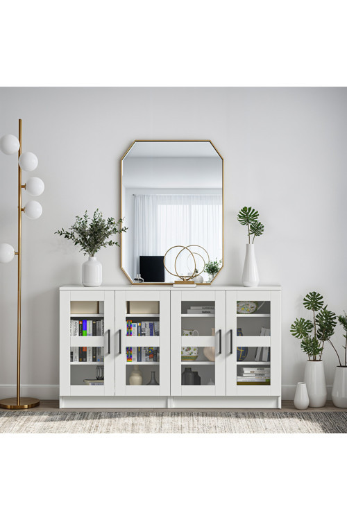 Kns204C-Beyaz 4 Camlı Kapaklı Konsol