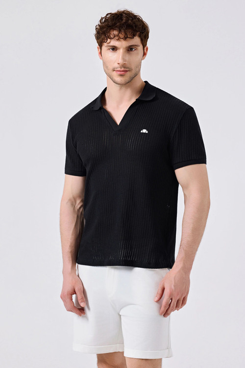 Pamuklu Regular Fit Erkek Polo Yaka T Shirt 6SM5047-BK SİYAH