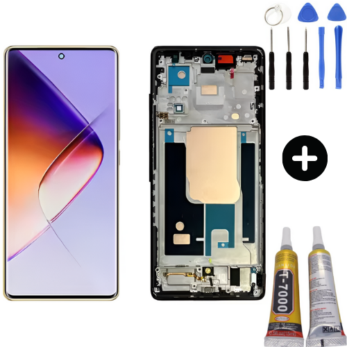 İnfinix Note 40 Pro 4G X6850 Uyumlu Çıtalı HK Lcd Ekran Dokunmatik Siyah + Montaj Seti