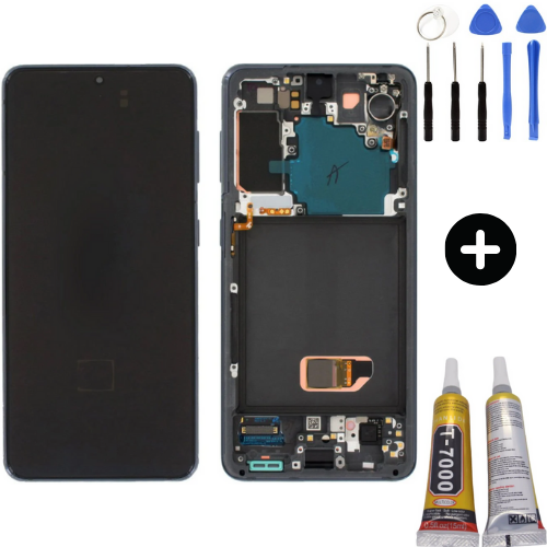 Samsung Galaxy S21 Sm-G991 Uyumlu Çıtalı A Kalite Lcd Ekran Dokunmatik Siyah + Montaj Seti