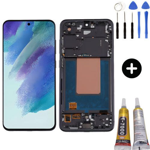 Samsung Galaxy S24 Fe Sm-S721 Uyumlu Çıtalı Hk Lcd Ekran Dokunmatik Siyah + Montaj Seti