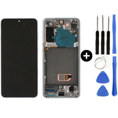 Samsung Galaxy S21 Sm-G991 Uyumlu Çıtalı Oled Lcd Ekran Dokunmatik Beyaz + Tamir Seti