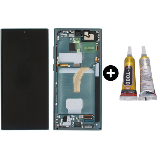 Samsung Galaxy S22 Ultra Sm-S908 Uyumlu Çıtalı Servis Lcd Ekran Dokunmatik Yeşil + B7000