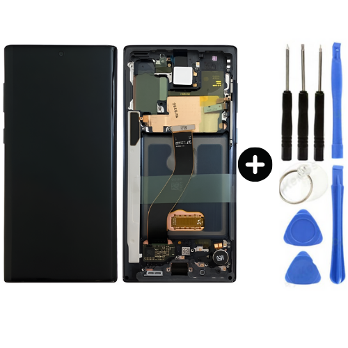 Samsung Galaxy Note 10 Sm-N970 Uyumlu Yan Sanayidir Çıtalı Lcd Ekran Dokunmatik Siyah + Tamir Seti