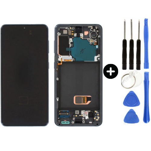 Samsung Galaxy S21 Sm-G991 Uyumlu Çıtalı Servis Lcd Ekran Dokunmatik Siyah + Tamir Seti