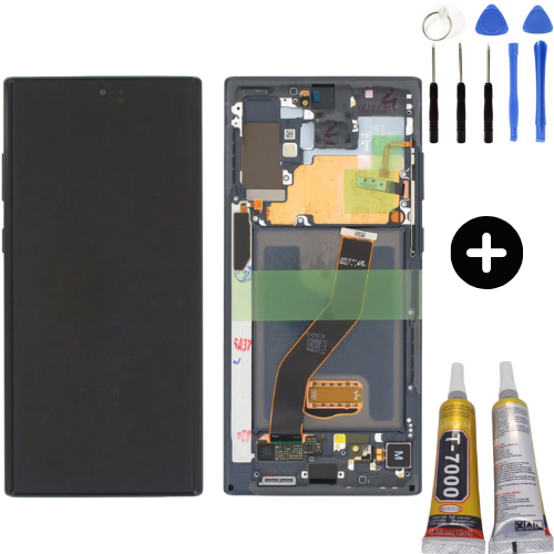 Samsung Galaxy Note 10 Plus Sm-N975 Uyumlu Yan Sanayidir Çıtalı Lcd Ekran Dokunmatik Siyah + Montaj Seti