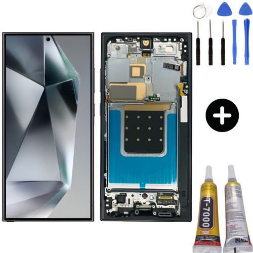 Samsung Galaxy S24 Ultra Sm-S928 Uyumlu Çıtalı Hk Lcd Ekran Dokunmatik Siyah + Montaj Seti
