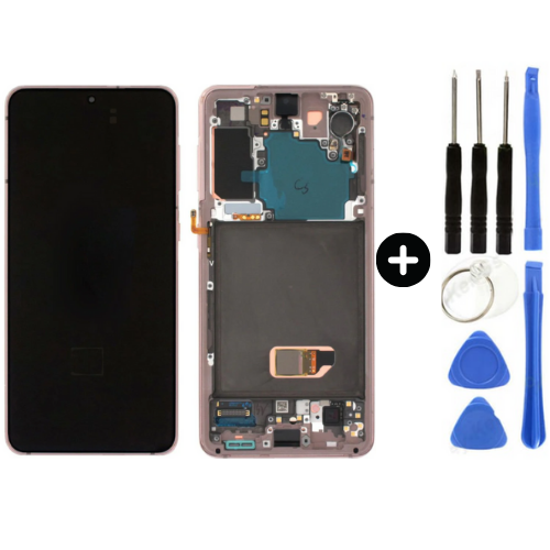 Samsung Galaxy S21 Sm-G991 Uyumlu Çıtalı Lcd Ekran Dokunmatik Gold + Tamir Seti