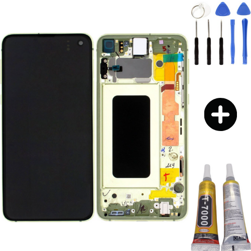 Samsung Galaxy S10E Sm-G970 Uyumlu Çıtalı Hk Lcd Ekran Dokunmatik Yeşil + Montaj Seti
