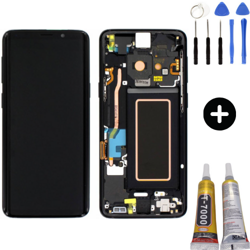Samsung Galaxy S9 Sm-G960 Uyumlu Çıtalı Yan Sanayidir Lcd Ekran Dokunmatik Siyah + Montaj Seti