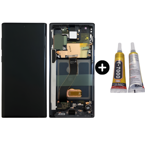 Samsung Galaxy Note 10 Sm-N970 Uyumlu Yan Sanayidir Çıtalı Lcd Ekran Dokunmatik Siyah + B7000